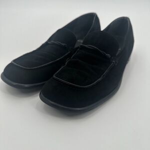Stuart Weitzman Loafers Dress Shoes Womens Size 8B Black Suede Comfort Square